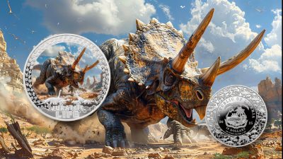 Liberia - 2025 - 10 Dollars - Triceratops (Jurassic Life series) 1oz silver