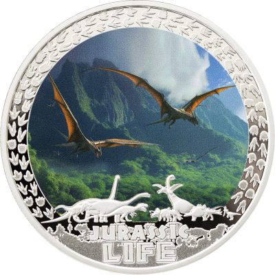 Liberia - 2025 - 10 Dollars - Pterodactyl (Jurassic Life series) 1oz silver