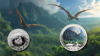 Liberia - 2025 - 10 Dollars - Pterodactyl (Jurassic Life series) 1oz silver