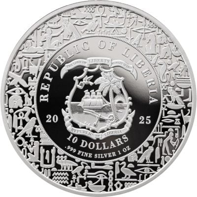 Liberia - 2025 - 10 Dollars - Ra Sun God (Egyptian Heritage series) 1oz silver