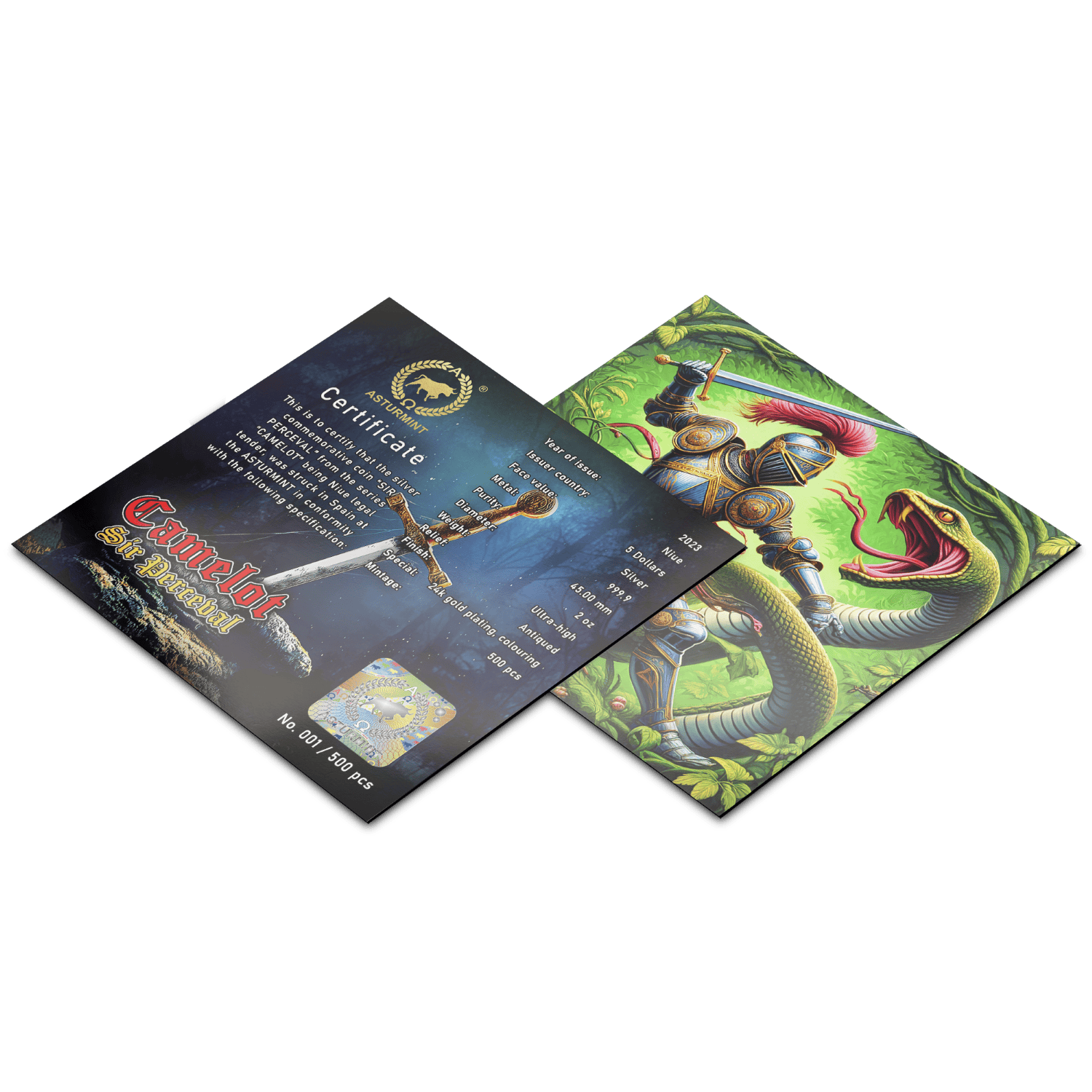 Niue - 2023 - 5 Dollars - Sir Perceval (Camelot series) 2oz silver