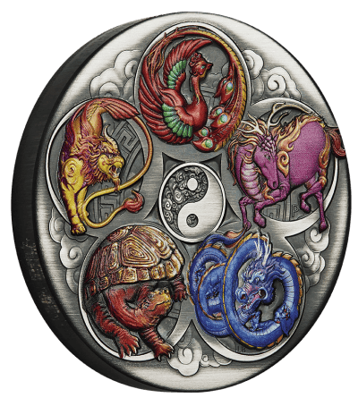 Tuvalu - 2024 - 5 Dollars - Five Ancient Chinese Auspicious Creatures 5oz silver