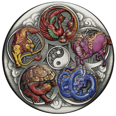 Tuvalu - 2024 - 5 Dollars - Five Ancient Chinese Auspicious Creatures 5oz silver