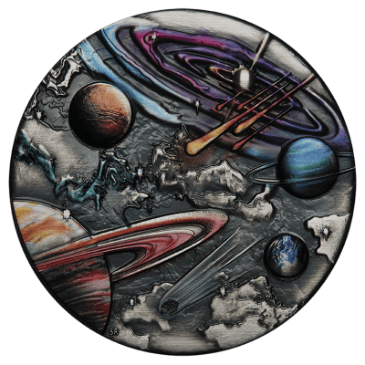 Tuvalu - 2025 - 5 Dollars - Starry Sky and Planets 5oz silver