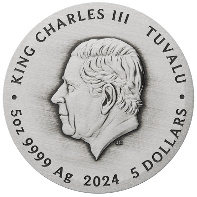 Tuvalu - 2024 - 5 Dollars - Dragon and Phoenix 5oz silver