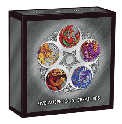 Tuvalu - 2024 - 5 Dollars - Five Ancient Chinese Auspicious Creatures 5oz silver