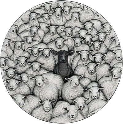 Niue - 2025 - 5 Dollars - Sheep 2oz silver (B-Different series)