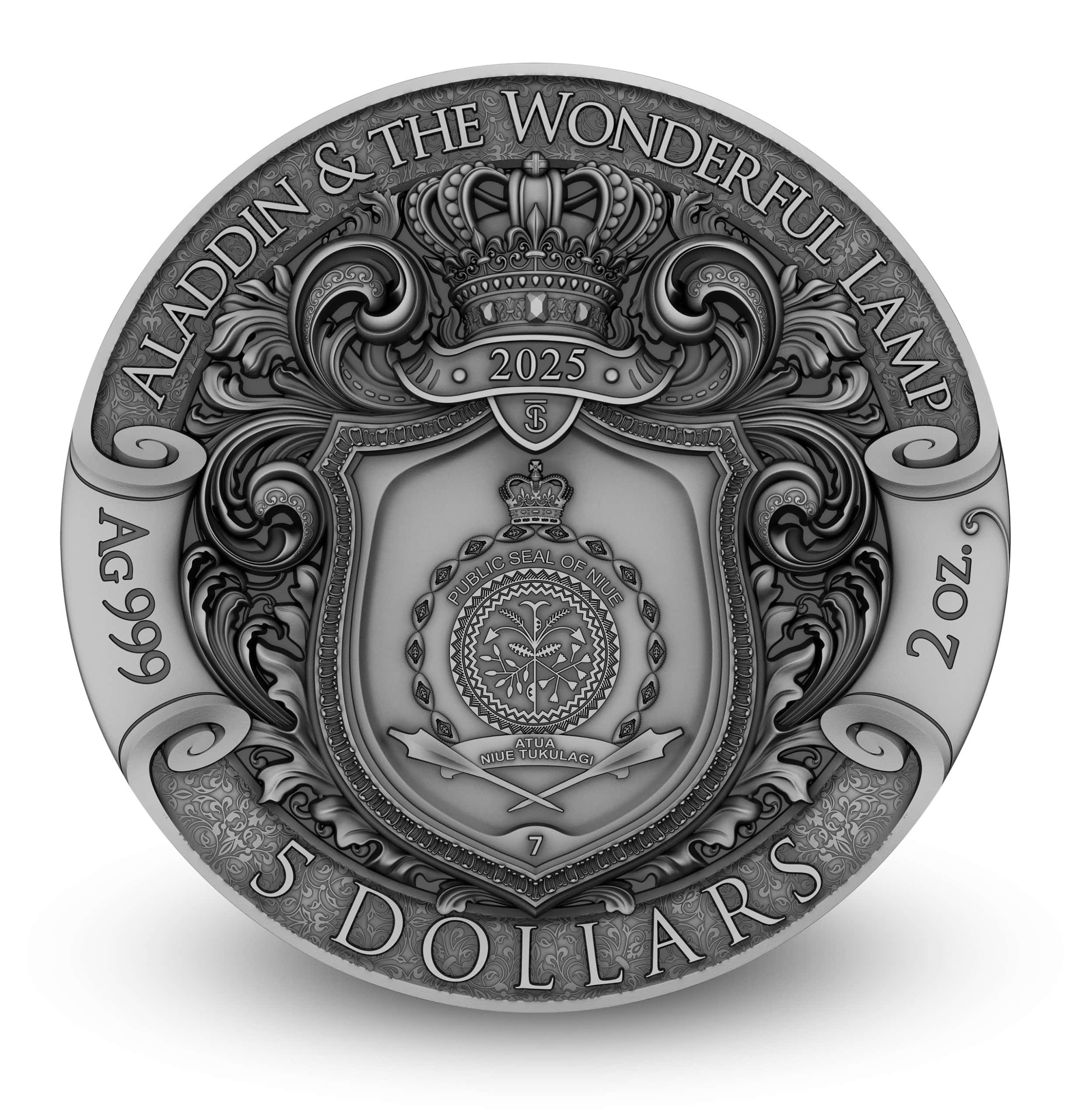 Niue - 2025 - 5 Dollars - Aladdin & the Wonderful Lamp 2oz silver (Fabulous Stories series)