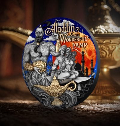 Niue - 2025 - 5 Dollars - Aladdin & the Wonderful Lamp 2oz silver (Fabulous Stories series)