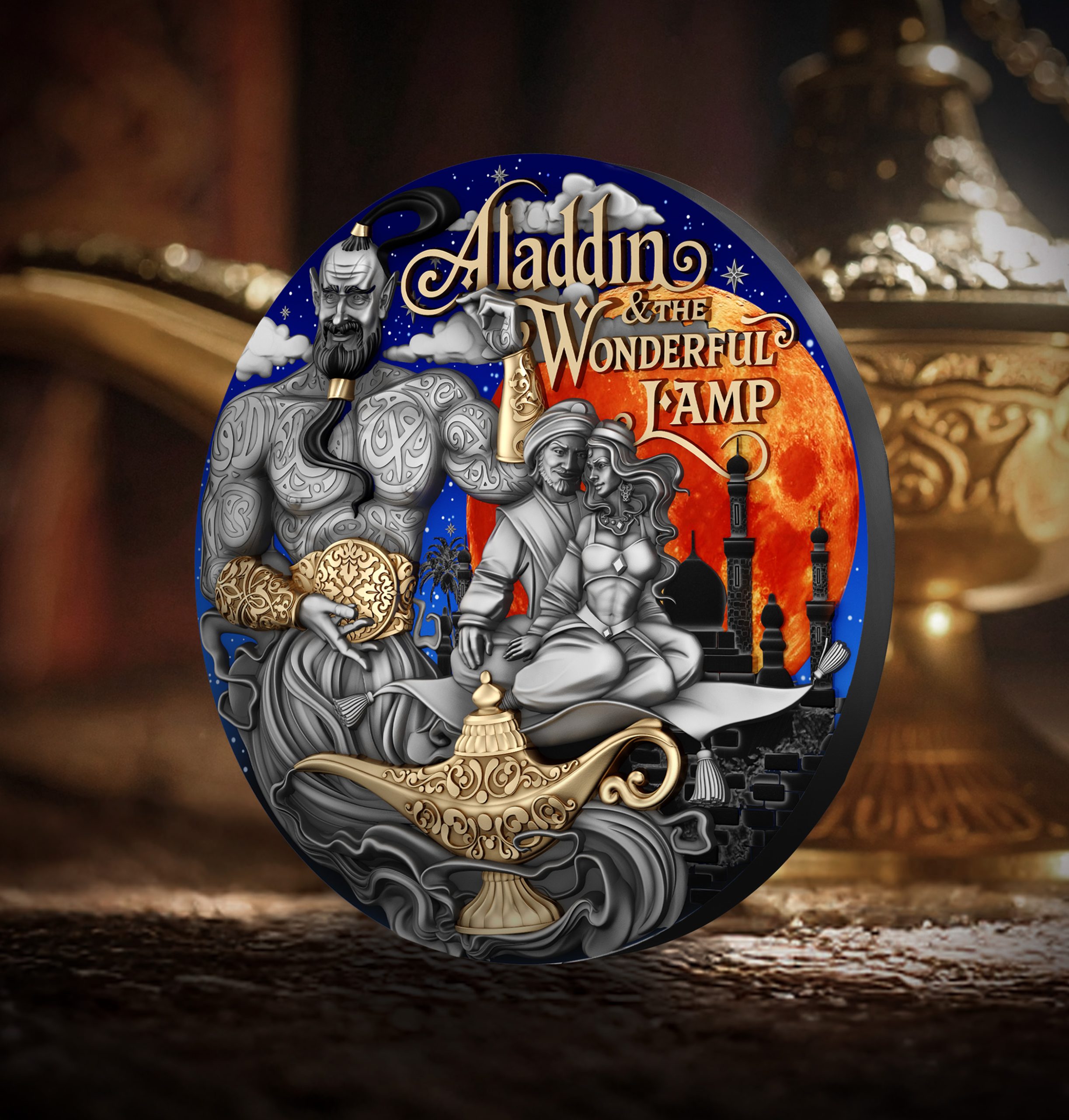 Niue - 2025 - 5 Dollars - Aladdin & the Wonderful Lamp 2oz silver (Fabulous Stories series)