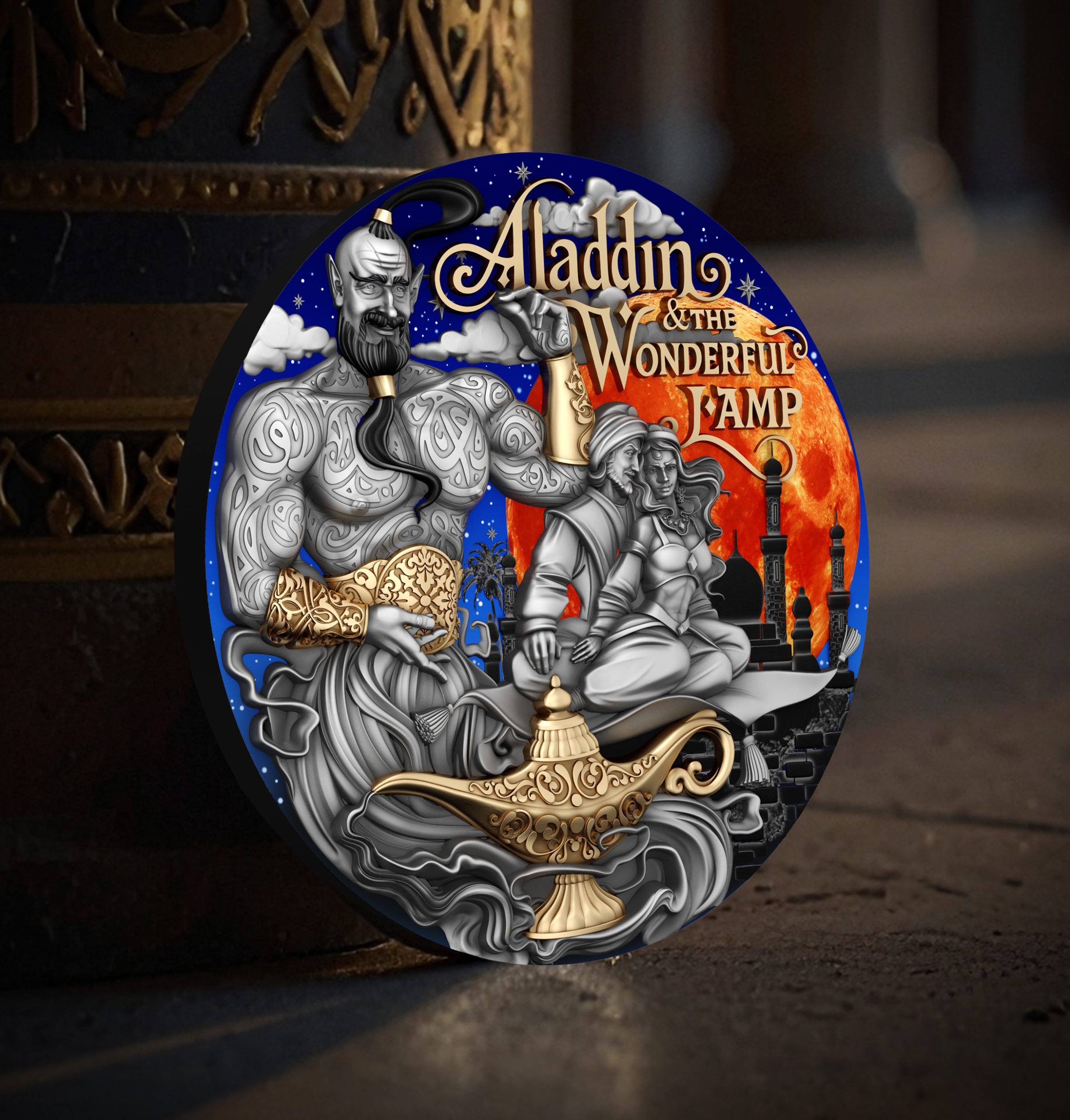 Niue - 2025 - 5 Dollars - Aladdin & the Wonderful Lamp 2oz silver (Fabulous Stories series)