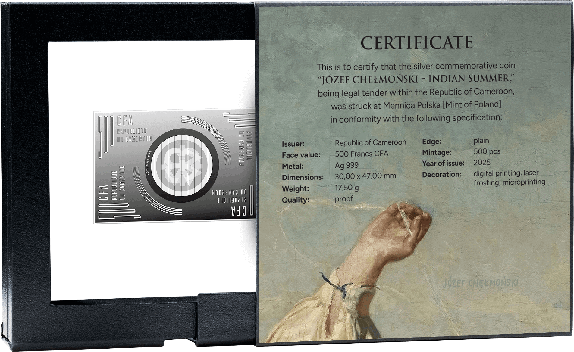 Cameroon - 2025 - 500 Francs - Indian Summer (Józef Chełmoński masterpieces)