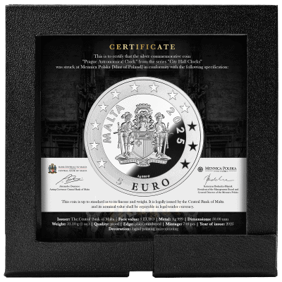 Malta - 2025 - 5 Euro - Prague (City Hall Clocks series)
