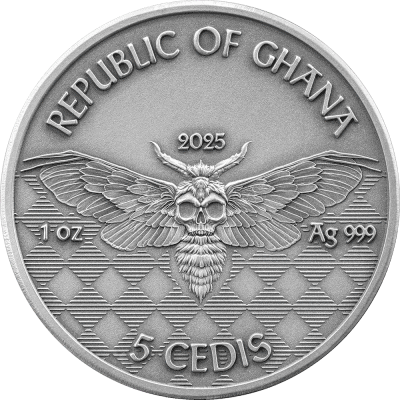Ghana - 2025 - 5 Cedis - Memento Mori Pirate 1oz silver