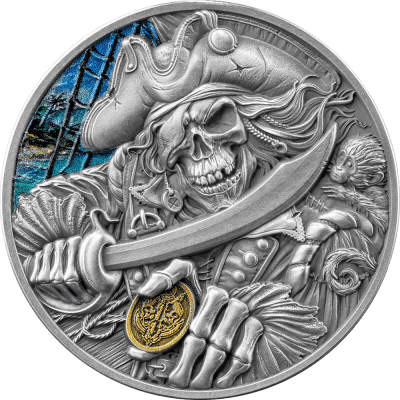 Ghana - 2025 - 5 Cedis - Memento Mori Pirate 1oz silver