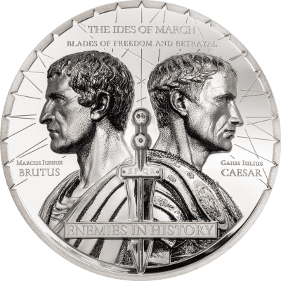 Cook Islands - 2025 - 10 Dollars - Caesar vs. Brutus (Enemies in History) 2oz silver