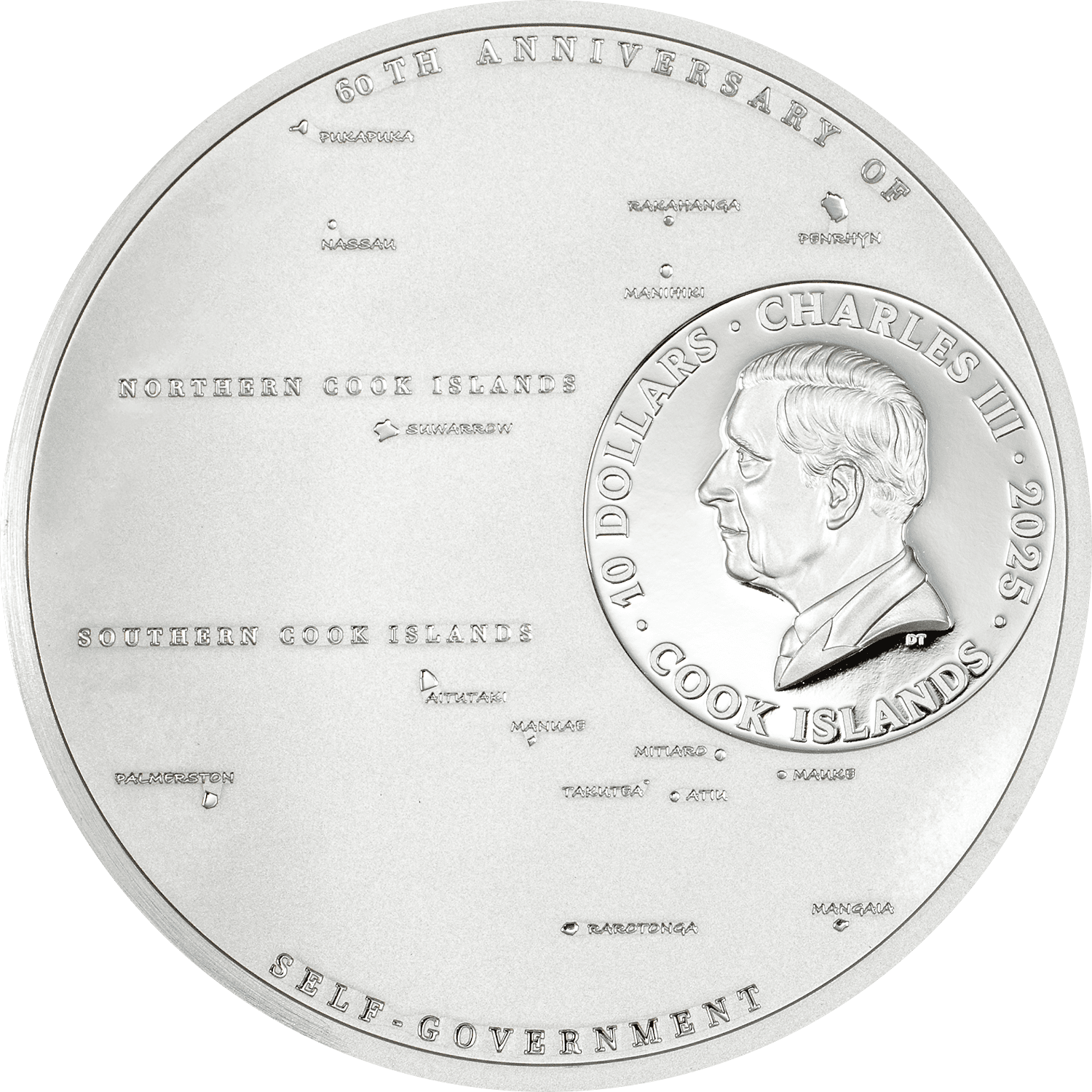 Cook Islands - 2025 - 10 Dollars - 60 Years of Self-Government 2oz silver