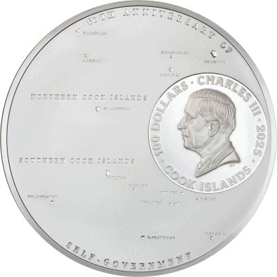 Cook Islands - 2025 - 100 Dollars - 60 Years of Self-Government 1 kilo silver
