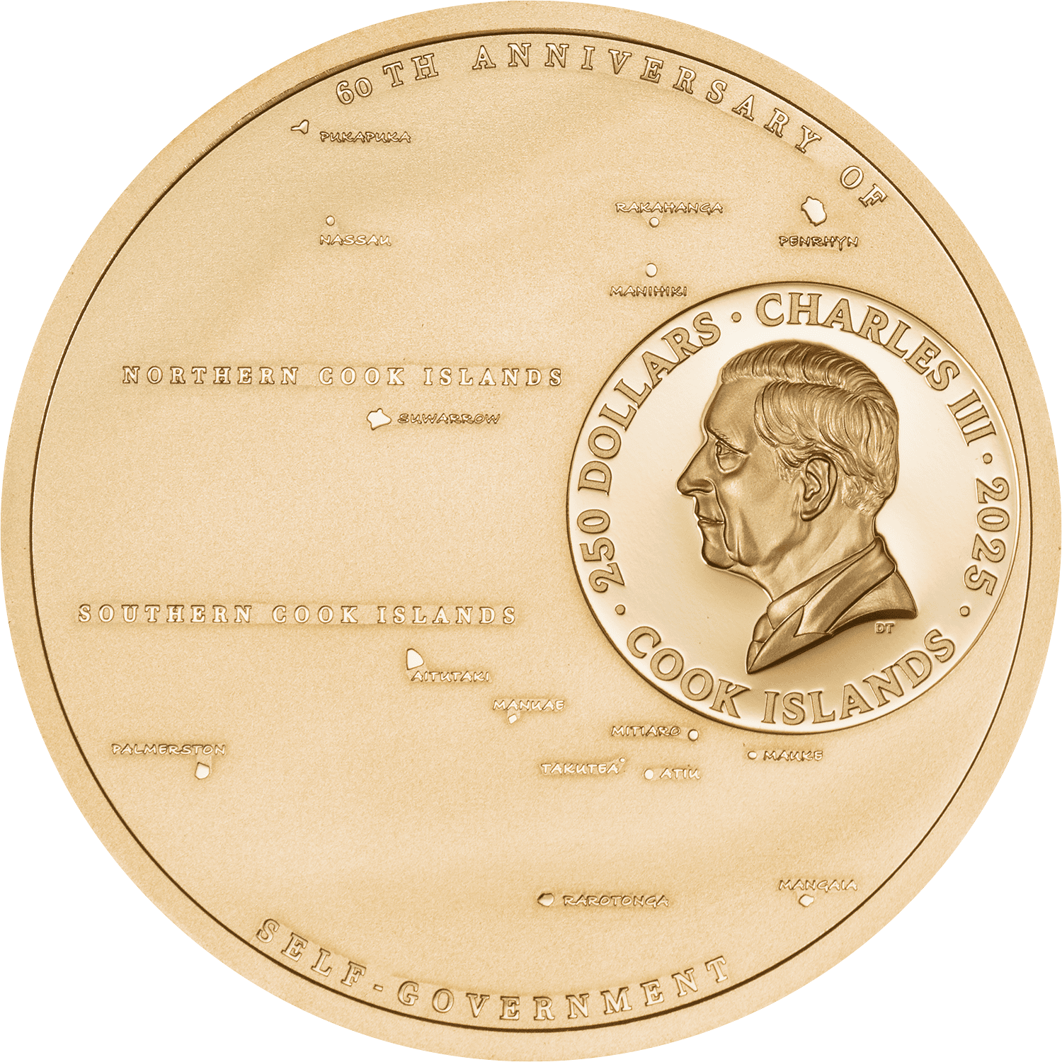 Cook Islands - 2025 - 250 Dollars - 60 Years of Self-Government 1oz Gold