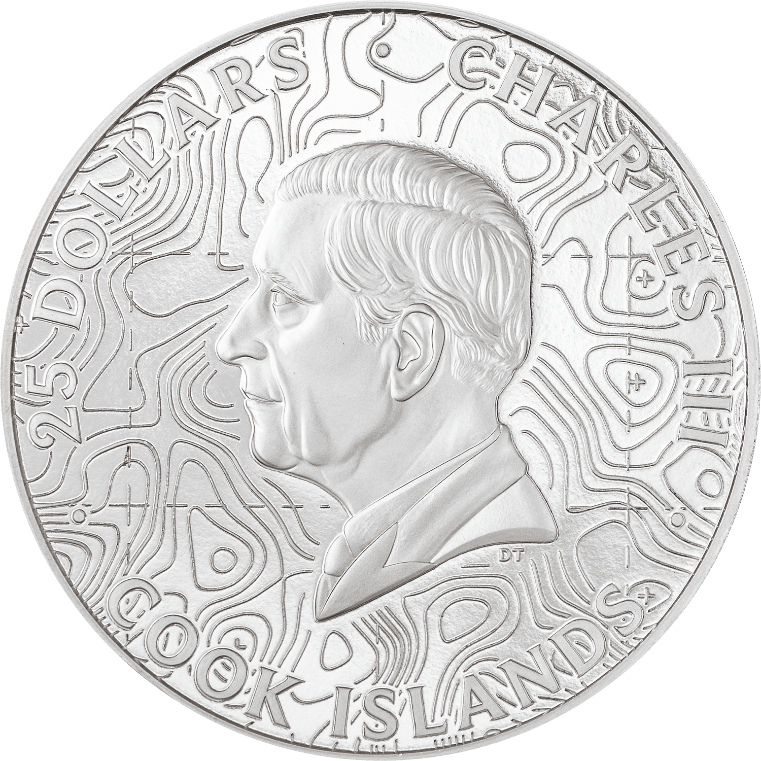 Cook Islands - 2025 - 25 Dollars - Yellowstone Topography 5oz silver