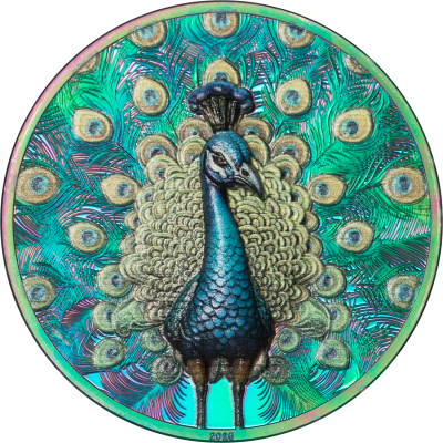 Cook Islands - 2025 - 5 Dollars - Spectrum Peacock 1oz silver