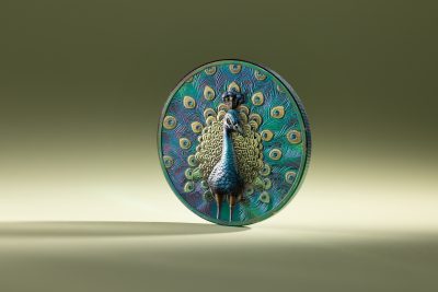 Cook Islands - 2025 - 5 Dollars - Spectrum Peacock 1oz silver
