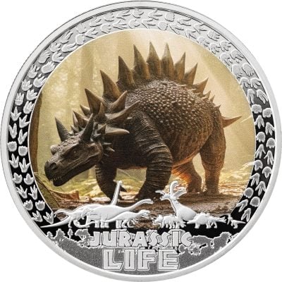 Liberia - 2025 - 10 Dollars - Stegosaurus (Jurassic Life series) 1oz silver