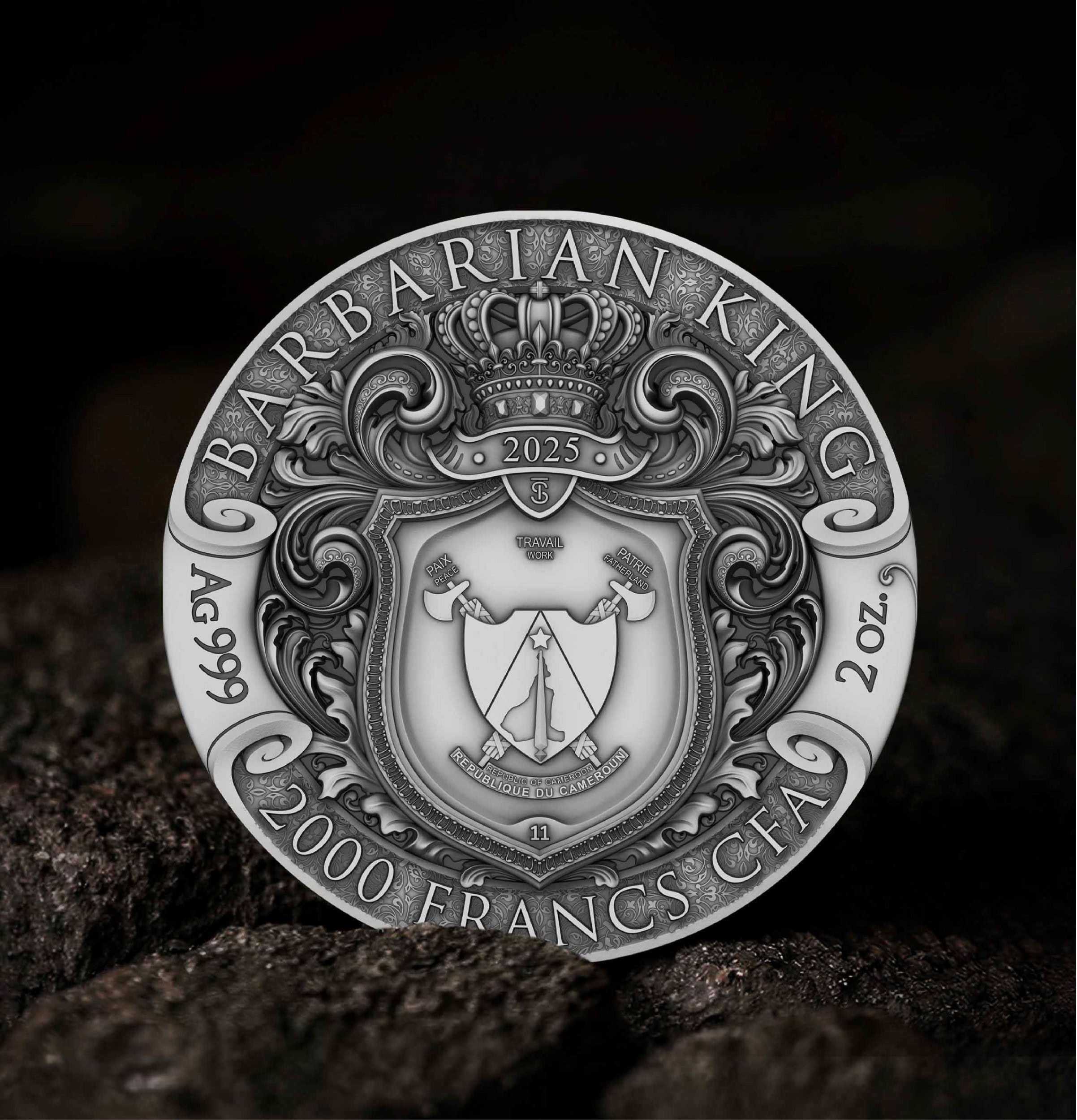 Cameroon - 2025 - 2000 Francs - Barbarian King 2oz silver coin