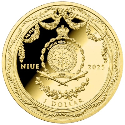 Niue - 2025 - 1 Dollars - Golden Table Clock (Timeless art of Faberge)