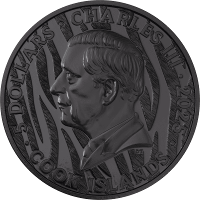 Cook Islands - 2026 - 5 Dollars - Tiger (Black & White series)