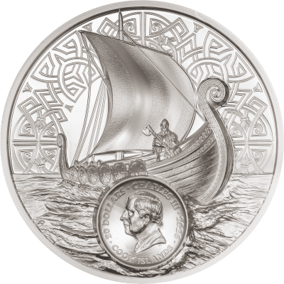 Cook Islands - 2026 - 20 Dollars - Savage Vikings Legends 3oz silver gilded