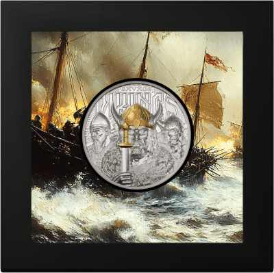 Cook Islands - 2026 - 20 Dollars - Savage Vikings Legends 3oz silver gilded
