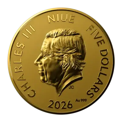 Niue - 2026 - 5 Dollars - Year of the Horse 1/25 oz small gold