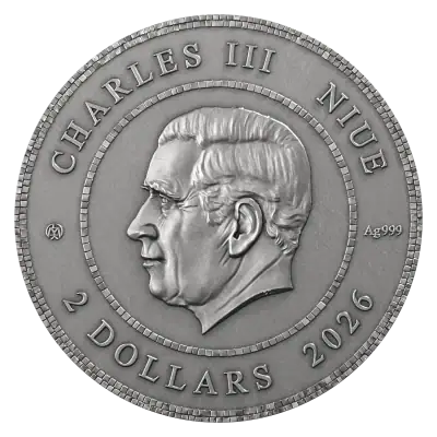 Niue - 2025 - 5 Dollars - The White Stag 2oz silver