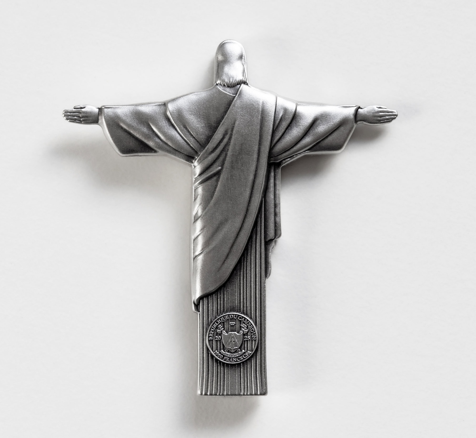 Cameroon - 2025 - 1000 Francs - Christ the Redeemer 3D Antiqued 1oz silver