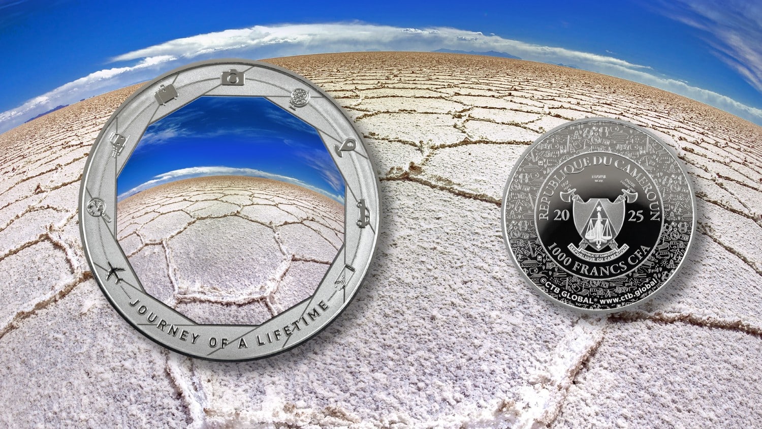 Cameroon - 2025 - 1000 Francs - Salar de Uyuni (Journey of a Lifetime series) 1oz silver