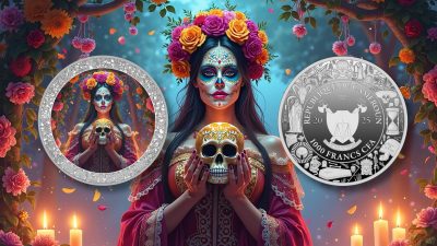 Cameroon - 2025 - 1000 Francs - Women with Skull (Dia de los Muertos series) 1oz silver