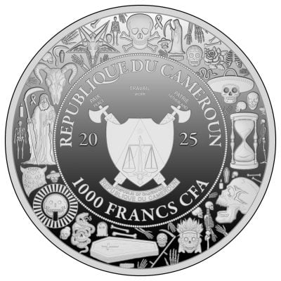 Cameroon - 2025 - 1000 Francs - Dancing Skull Couple (Dia de los Muertos series) 1oz silver
