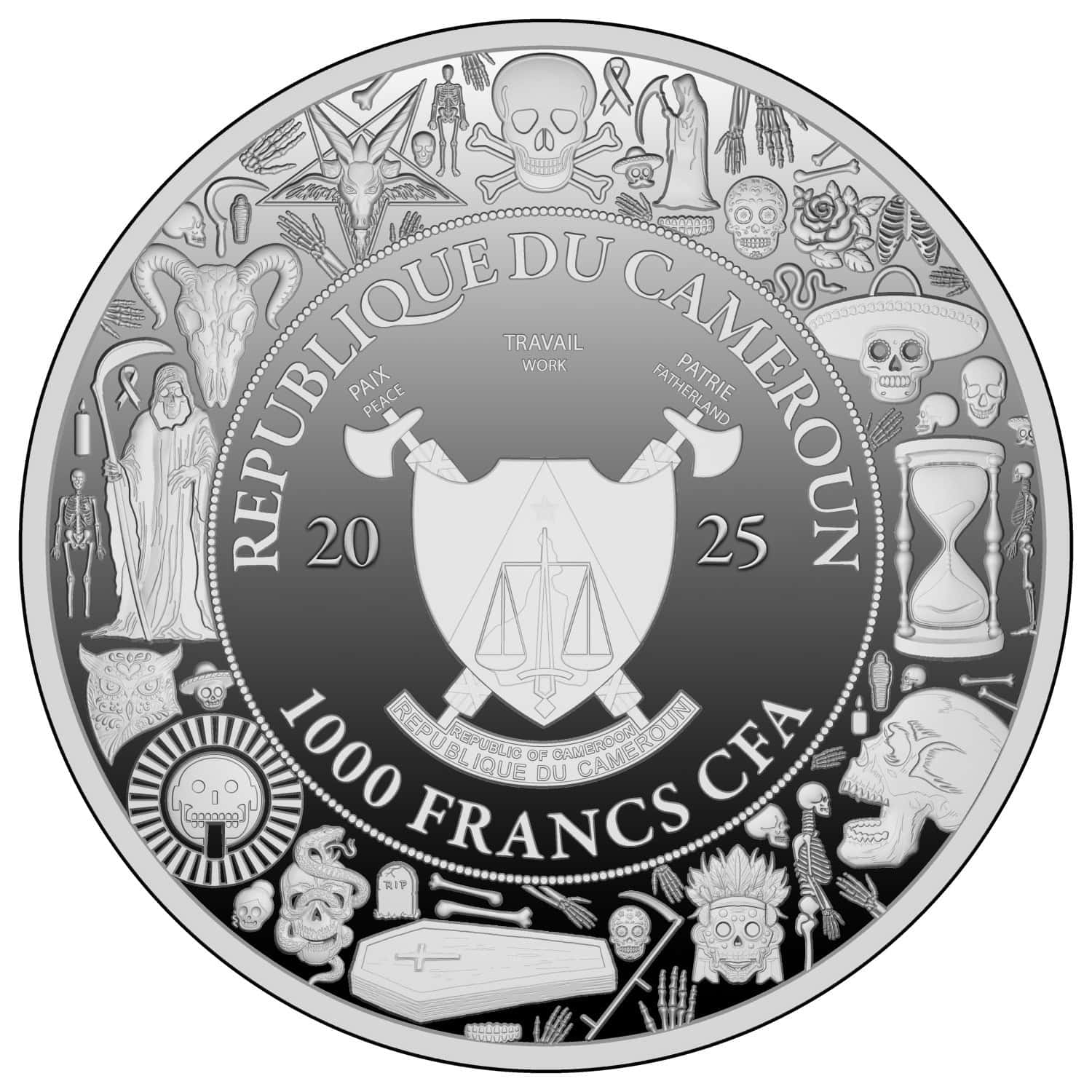 Cameroon - 2025 - 1000 Francs - Dancing Skull Couple (Dia de los Muertos series) 1oz silver