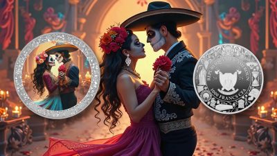 Cameroon - 2025 - 1000 Francs - Dancing Skull Couple (Dia de los Muertos series) 1oz silver