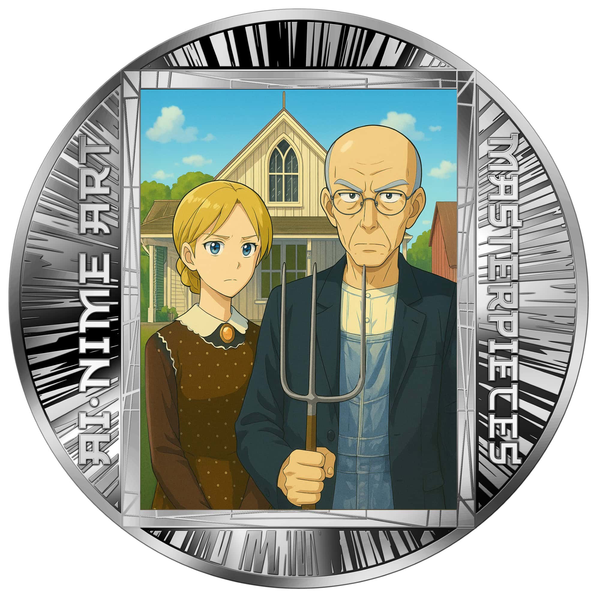 Cameroon - 2025 - 500 Francs - American Gothic (AI•NIME Art series series) 1/2oz silver