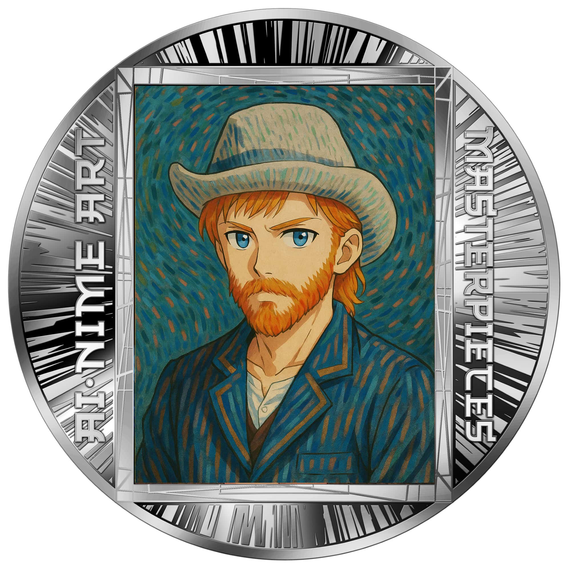 Cameroon - 2025 - 500 Francs - Self-Portrait with Grey Felt Hat (AI•NIME Art series series) 1/2oz silver