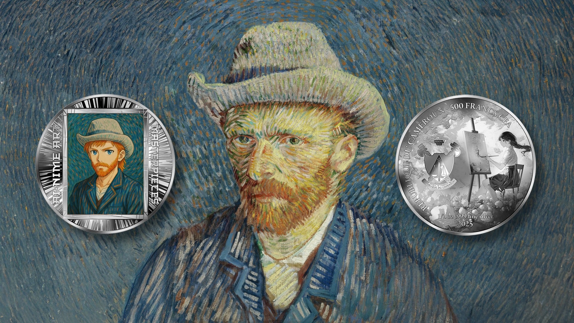 Cameroon - 2025 - 500 Francs - Self-Portrait with Grey Felt Hat (AI•NIME Art series series) 1/2oz silver