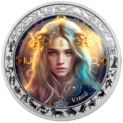 Ghana - 2025 - 5 Cedis - Virgo Space Zodiac (Zodiac series) 1oz silver