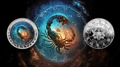 Ghana - 2025 - 5 Cedis - Scorpio Space Zodiac (Zodiac series) 1oz silver