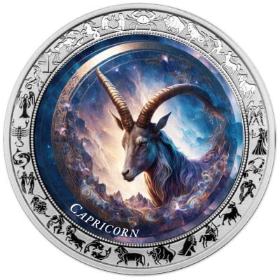 Ghana - 2025 - 5 Cedis - Capricorn Space Zodiac (Zodiac series) 1oz silver