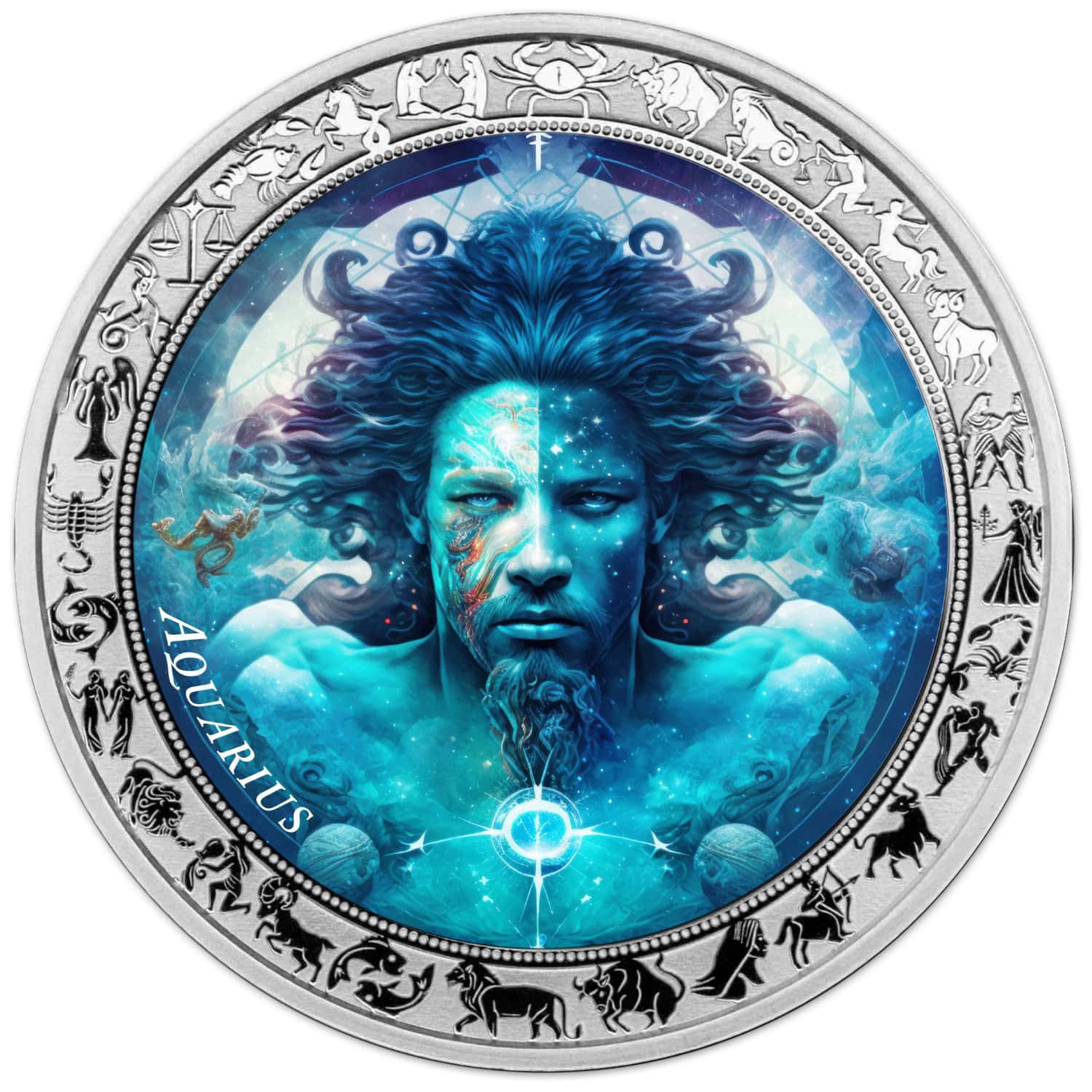 Ghana - 2025 - 5 Cedis - Aquarius Space Zodiac (Zodiac series) 1oz silver