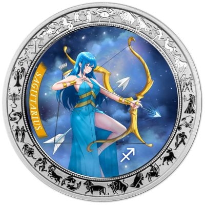 Ghana - 2025 - 5 Cedis - Sagittarius Anime Zodiac (Zodiac series) 1oz silver