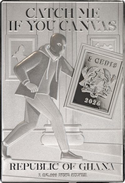 Ghana - 2026 - 5 Cedis - Portrait of Adele Bloch-Bauer I by Gustav Klimt (Catch Me If You Canvas Stolen Art series) 1oz silver