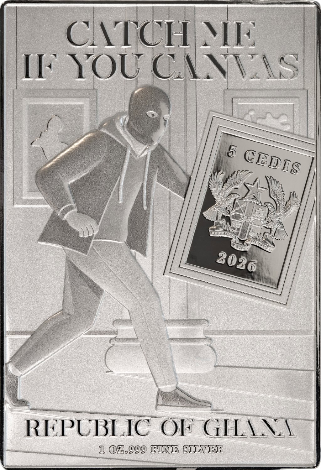 Ghana - 2026 - 5 Cedis - Portrait of Adele Bloch-Bauer I by Gustav Klimt (Catch Me If You Canvas Stolen Art series) 1oz silver